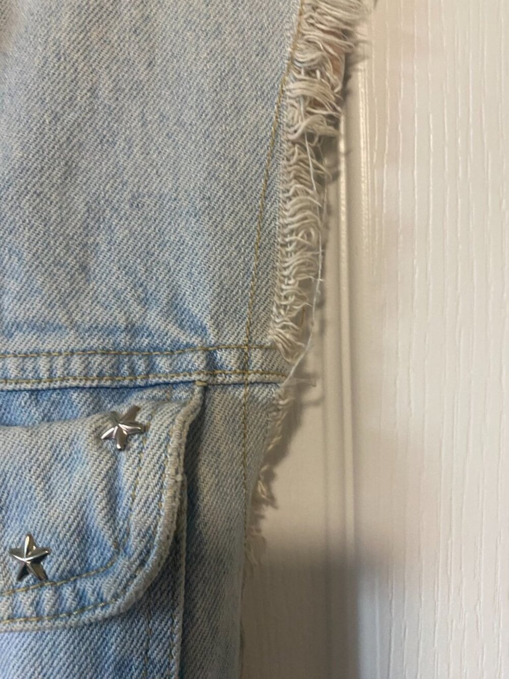 1980's/90's Vintage D'mode Classix Studded Frayed Denim Romper Light Wash 5 - Picture 12 of 16